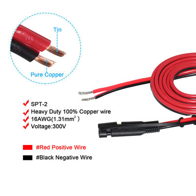 SAE to Tinned Copper Wire Power Cable for 12V 24V Battery Charging Solar Panel DIY Connection