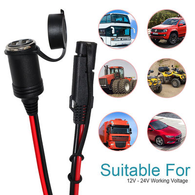 SAE to Cigarette Lighter Socket Adapter Cable for 12V Car Accessories Power Supply Solar Panel Inverter Use
