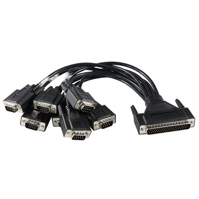 DB-62 Male to 7x DB-9 Male Breakout Cable for Industrial Serial Communication, RS232/RS485 Splitter - 1.2m black