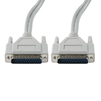 DB-25 Male to Male Serial Cable for RS-232/Parallel Printer Connection - 1ft/2ft/5ft, PVC white