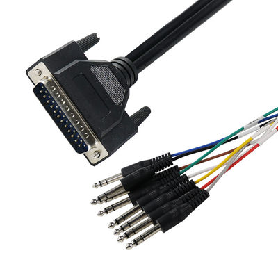 DB-25 to 6.35mm TS Audio Breakout Cable Shielded 28AWG 4ft
