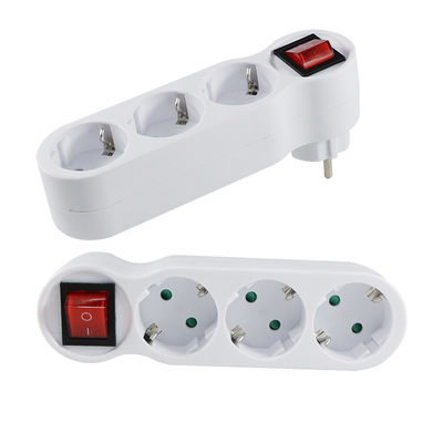 EU Plug Power Strip with 3 Outlets and Red Toggle Switch