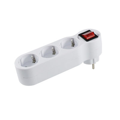EU Plug Power Strip with 3 Outlets and Red Toggle Switch