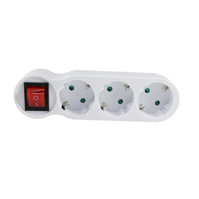 EU Plug Power Strip with 3 Outlets and Red Toggle Switch