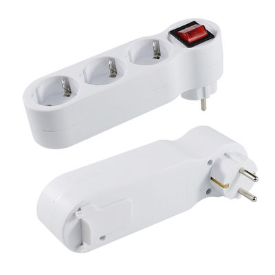 EU Plug Power Strip with 3 Outlets and Red Toggle Switch