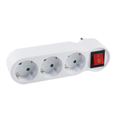 EU Plug Power Strip with 3 Outlets and Red Toggle Switch