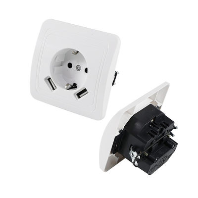 European Standard Wall Power Socket Panel with Grounded Outlet  250V 16A Flush Mount for Home and Office