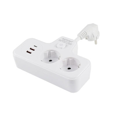 EU Power Socket Extender with 2 USB Ports and Type-C 250V