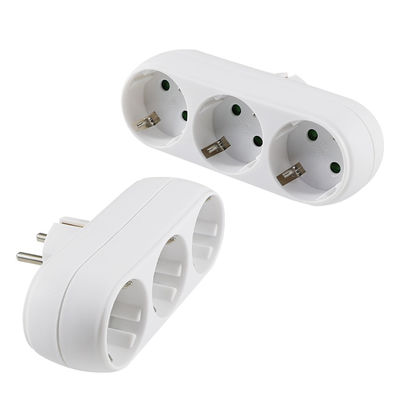 European 3-Way Power Plug Adapter 250V 10A with 3 AC Outlets