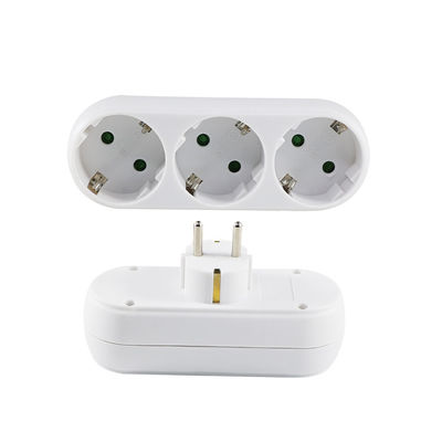 European 3-Way Power Plug Adapter with 3 AC Outlets 250V 10A Compact Conversion Plug for Home and Travel Use