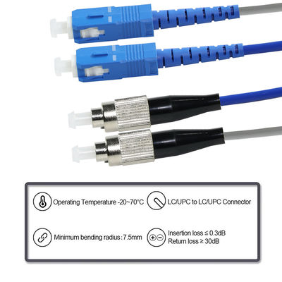 SC to FC Fiber Optic Patch Cable- Singlemode or Multimode Jumper for FTTH, ODF, Telecom, Data Center Applications