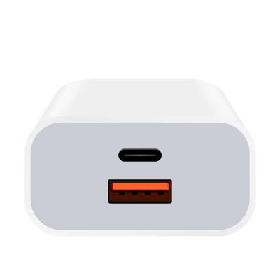 US 2-Pin 30W Dual Port Wall Charger – USB-C & USB-A Output Fast Charging Power Adapter for Phone, Tablet, Camera