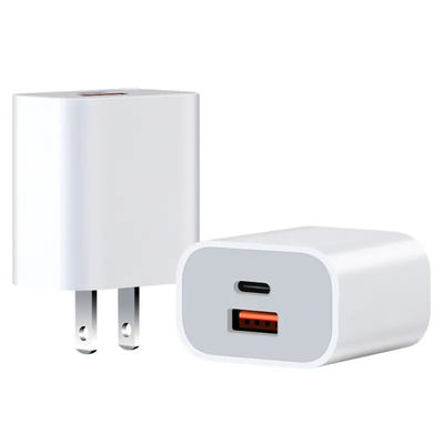 US 2-Pin 30W Dual Port Wall Charger – USB-C & USB-A Output Fast Charging Power Adapter for Phone, Tablet, Camera