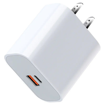 US 2-Pin 30W Dual Port Wall Charger – USB-C & USB-A Output Fast Charging Power Adapter for Phone, Tablet, Camera