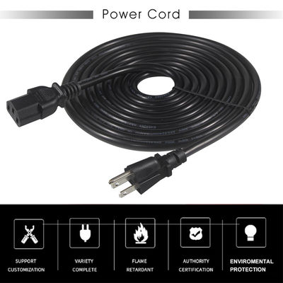 NEMA 5-15P to C13 Power Cord 6ft 18AWG for Computers and Monitors