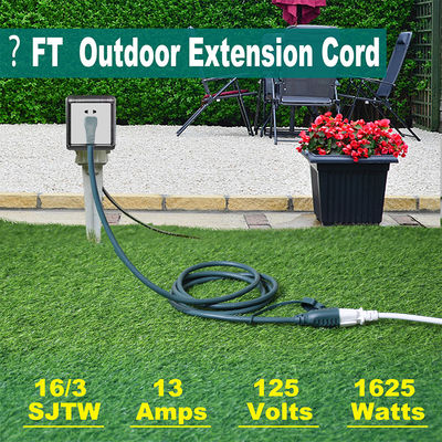 90 Degree Flat Plug NEMA5-15P to 5-15R Outdoor Extension Cord 3Prong Male to Female
