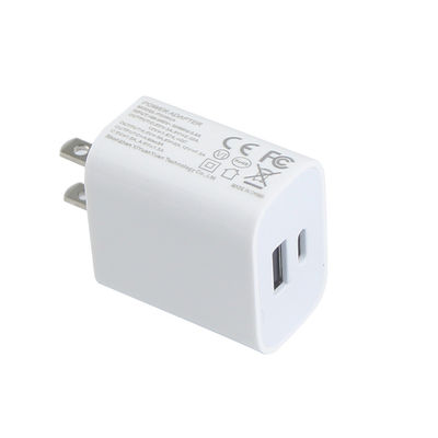 US 2-Pin 20W Dual-Port USB Wall Charger – Type-C & USB-A Fast Charging Power Adapter for Phone, Tablet, Camera