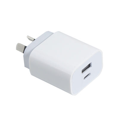 AU 2-Pin 20W Dual-Port Wall Charger – USB-C & USB-A Fast Charging Power Adapter for Phone, Tablet, Camera, Travel Use