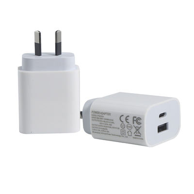 AU 2-Pin 20W Dual-Port Wall Charger – USB-C & USB-A Fast Charging Power Adapter for Phone, Tablet, Camera, Travel Use