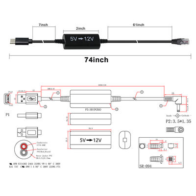 USB-C to RJ45 Power Injector Cable -5V to 12V Step-Up Ethernet Adapter for IP Camera, Access Point, IoT Device