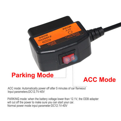 OBD2 to DC 5.5x2.1mm Power Cable for Dash Cam- ACC/Parking Mode Hardwire Adapter with Smart Voltage Cut-Off for 12V Car DVR