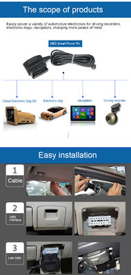 OBD2 to DC 5.5x2.1mm Power Cable for Dash Cam- ACC/Parking Mode Hardwire Adapter with Smart Voltage Cut-Off for 12V Car DVR