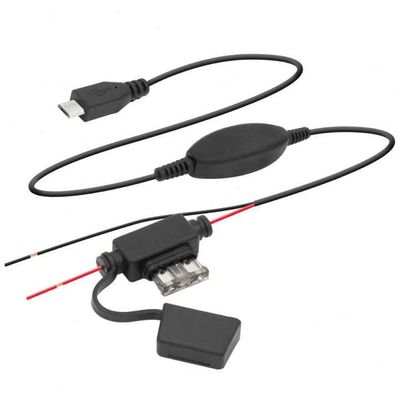 Micro USB (Right-Angle/st) to Terminal/Half-Stripped Wire Step-Down Cable with Inline Fuse- 5V to 3.3/3.7V for DIY and IoT Use