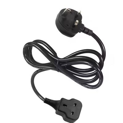 UK 3-Pin Male to Female Power Extension Cord 1.2M Black H05VV-F