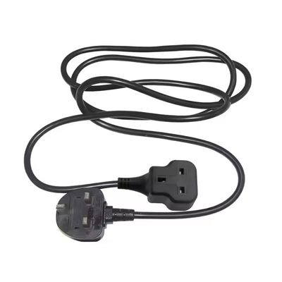 UK 3-Pin Male to Female Power Extension Cord 1.2M Black H05VV-F