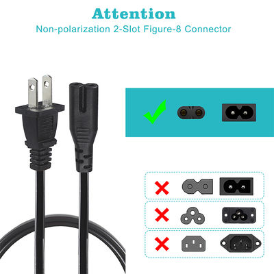 NEMA 1-15P to IEC C7 Power Cord 125V 7A-10A for Laptop DVD Player