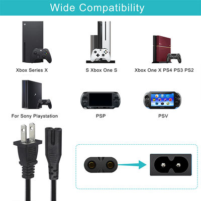NEMA 1-15P to IEC C7 Power Cord -Flat Plug to Figure-8 Connector Cable for Laptop, DVD Player, Game Console, Small Appliances