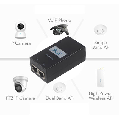 48V Desktop PoE Injector IEEE 802.3af/at for IP Cameras and VoIP Phones