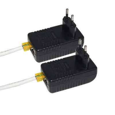 EU Plug 48V PoE Injector IEEE 802.3af/at for IP Cameras & Wireless APs