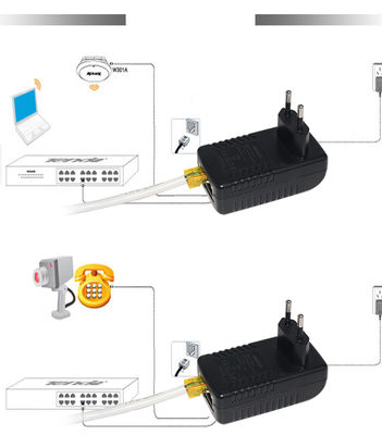 EU Plug 48V PoE Injector IEEE 802.3af/at for IP Cameras & Wireless APs