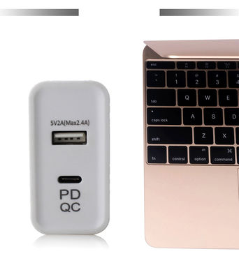 45W US Plug Dual Port Wall Charger with USB-C and USB-A