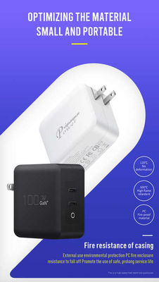 US Plug 100W Dual USB-C Wall Charger – 2-Port Fast Charging Adapter for Laptop, Tablet, Phone, Type-C Devices (100–240V Input)