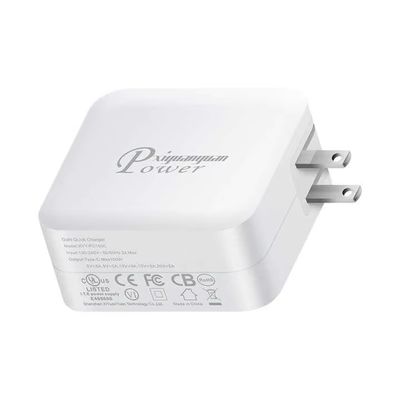 US Plug 100W Wall Charger – Dual USB-C & USB-A Fast Charging Adapter for Laptop, Tablet, Phone, Travel Use (100–240V Input)