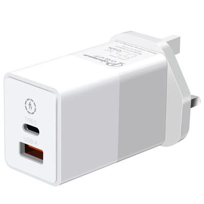 UK 2-Pin 65W GaN Charger with USB-C and USB-A Ports