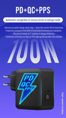 100W GaN USB-C Wall Charger with UK/EU 2-Pin Plug