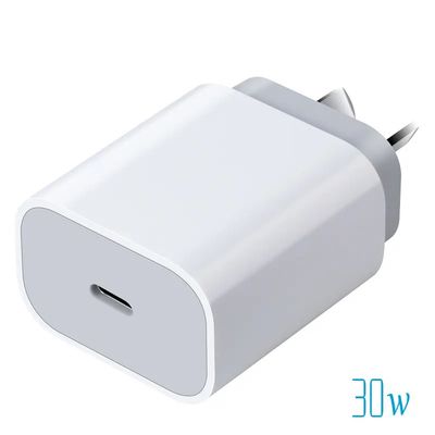AU 2-Pin USB-C Wall Charger, 30W Fast Type-C Power Adapter for Smartphones, Tablets, and Small Laptops