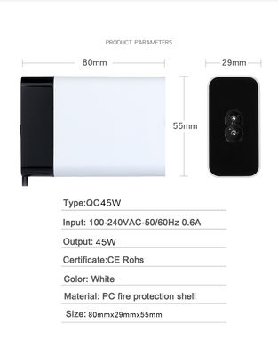 60W USB-C Power Adapter with Fixed Cable, High-Speed Type-C Wall Charger for Laptop, Tablet, and Smartphone