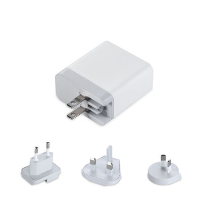 Multi-Port USB Wall Charger with Interchangeable Plugs, 60W USB-A & USB-C Power Adapter for Home, Office, and Travel