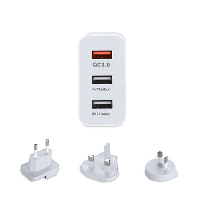 Multi-Port USB Wall Charger with Interchangeable Plugs, 60W USB-A & USB-C Power Adapter for Home, Office, and Travel