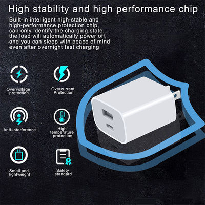 20W USB-C and USB-A US Wall Charger with Cable, Fast Charging Power Adapter for Smartphones and Tablets