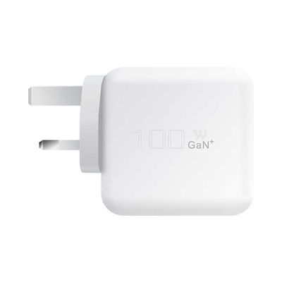 UK 2-Pin USB-C Charger with Dual Ports, 100W High-Speed Type-C Power Adapter for Laptops, Tablets, and Smartphones