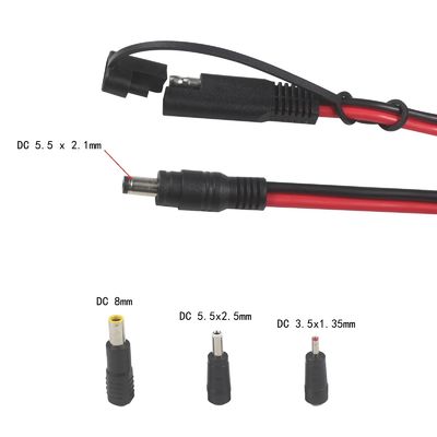 SAE to DC Coaxial Adapter Cable - 6Ft 14AWG Quick Release Disconnect Plug 5.5mmx2.1mm Male Jack Extension Power with 8mm 2.5mm 3.5mm Adapters for Automotive (B09N3LCJ4F)