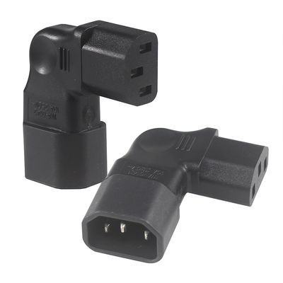 QIUCABLE Left Angle IEC Adapter, C14 Male to C13 Female, 90 Degree Plug, 250V AC, 10A Max, 100% Pure Copper, PVC Jacket (B09V122QLV)