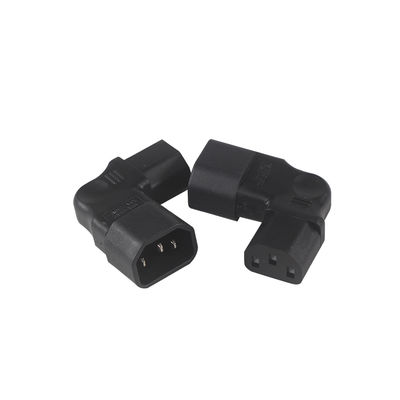 QIUCABLE Left Angle IEC Adapter, C14 Male to C13 Female, 90 Degree Plug, 250V AC, 10A Max, 100% Pure Copper, PVC Jacket (B09V122QLV)