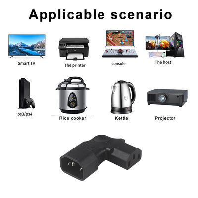 QIUCABLE Left Angle IEC Adapter, C14 Male to C13 Female, 90 Degree Plug, 250V AC, 10A Max, 100% Pure Copper, PVC Jacket (B09V122QLV)