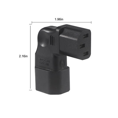 QIUCABLE Left Angle IEC Adapter, C14 Male to C13 Female, 90 Degree Plug, 250V AC, 10A Max, 100% Pure Copper, PVC Jacket (B09V122QLV)